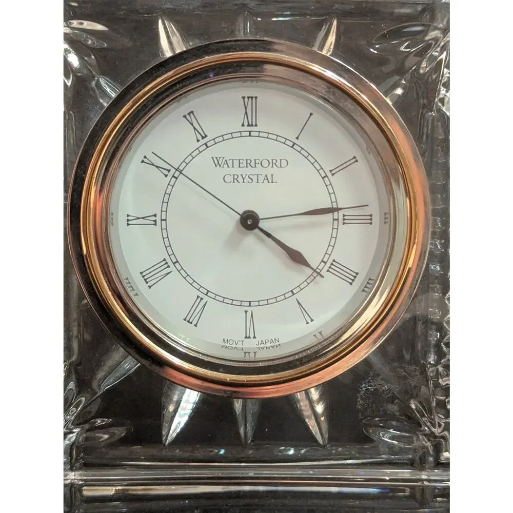 Vintage Waterford Crystal Grecian Desk Clock Roman Numerals Quartz